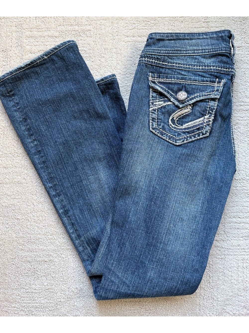 Women's Silver Jeans, SUKI Boot Cut, Flap Pocket, Waist 26, Length 34